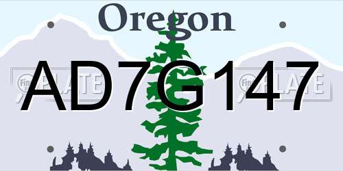 AD7G147 Oregon License Plate