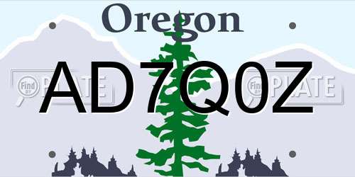 AD7Q0Z Oregon License Plate