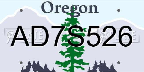 AD7S526 Oregon License Plate