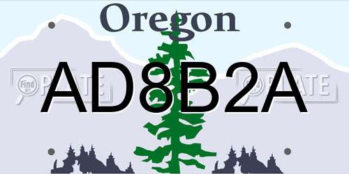 AD8B2A Oregon License Plate