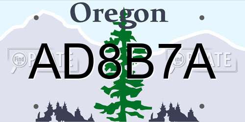 AD8B7A Oregon License Plate