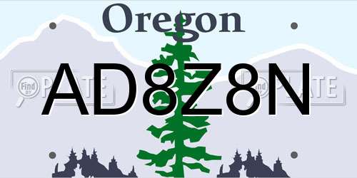 AD8Z8N Oregon License Plate