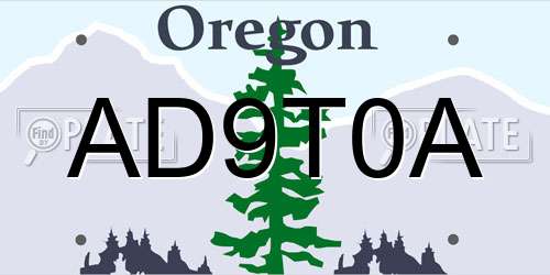 AD9T0A Oregon License Plate