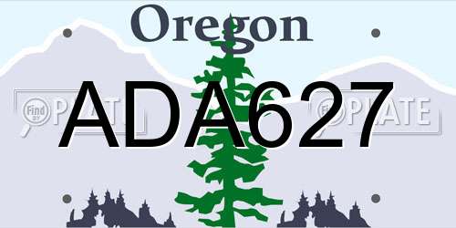 ADA627 Oregon License Plate