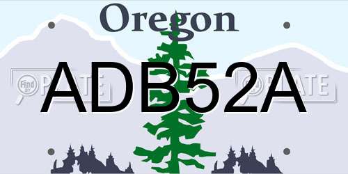 ADB52A Oregon License Plate