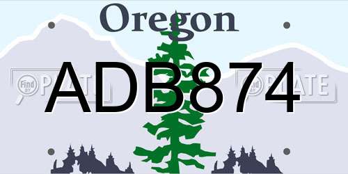 ADB874 Oregon License Plate