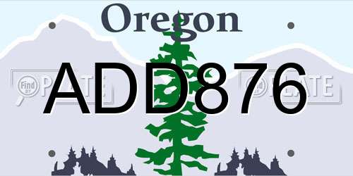 ADD876 Oregon License Plate