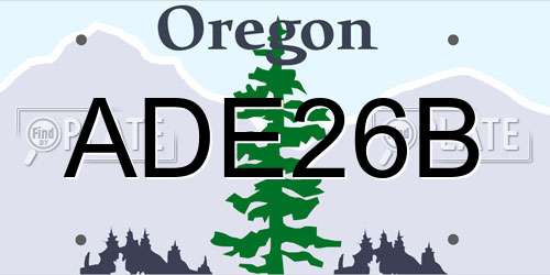 ADE26B Oregon License Plate