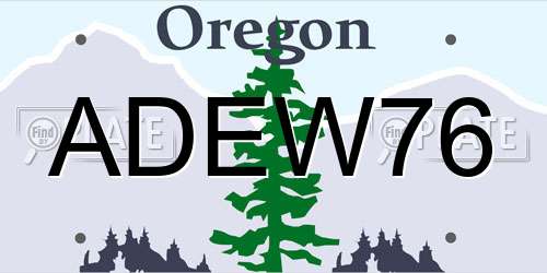 ADEW76 Oregon License Plate