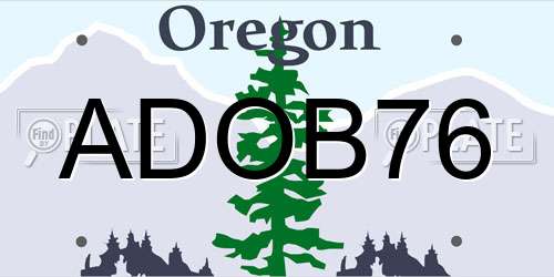 ADOB76 Oregon License Plate