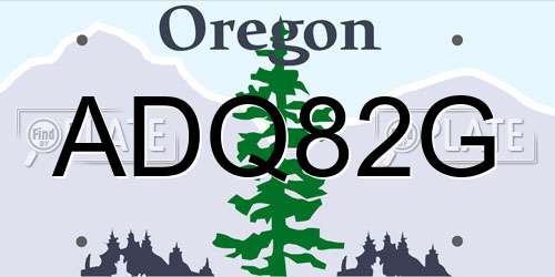 ADQ82G Oregon License Plate