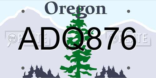 ADQ876 Oregon License Plate