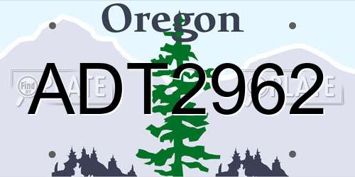 ADT2962 Oregon License Plate