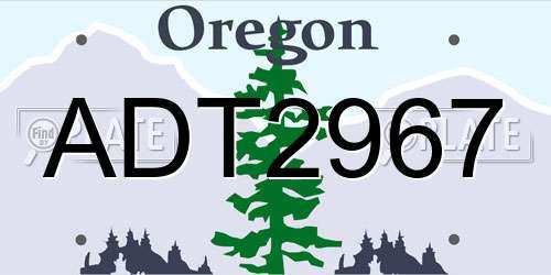 ADT2967 Oregon License Plate