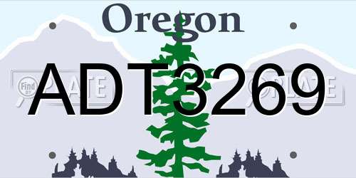 ADT3269 Oregon License Plate