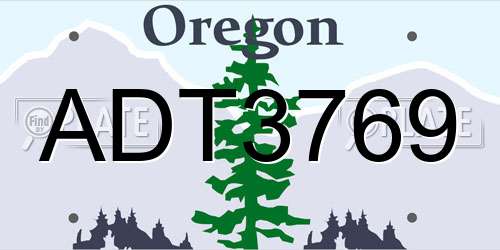 ADT3769 Oregon License Plate