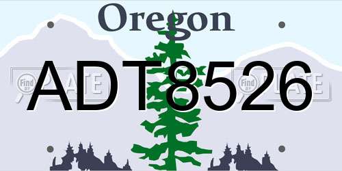 ADT8526 Oregon License Plate