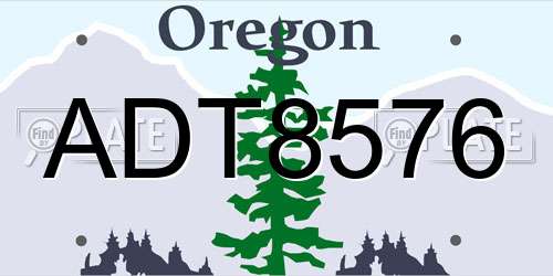 ADT8576 Oregon License Plate