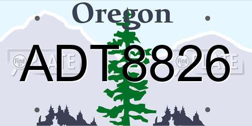 ADT8826 Oregon License Plate