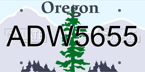 ADW5655 Oregon License Plate