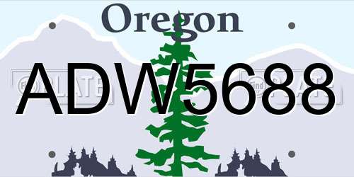 ADW5688 Oregon License Plate