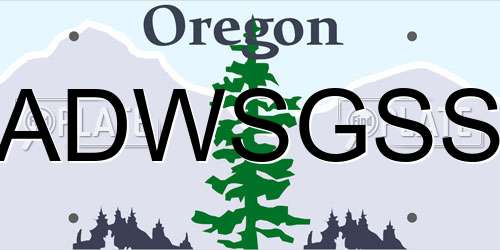 ADWSGSS Oregon License Plate