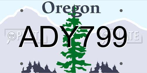 ADY799 Oregon License Plate
