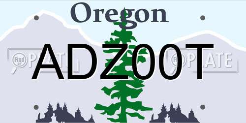 ADZ00T Oregon License Plate