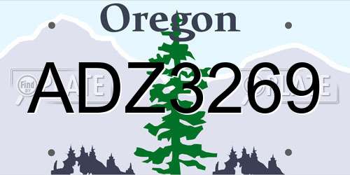 ADZ3269 Oregon License Plate