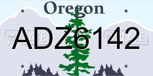 ADZ6142 Oregon License Plate