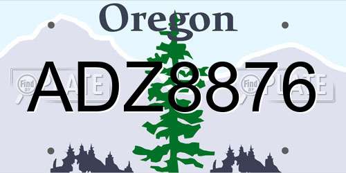ADZ8876 Oregon License Plate