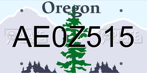 AE0Z515 Oregon License Plate