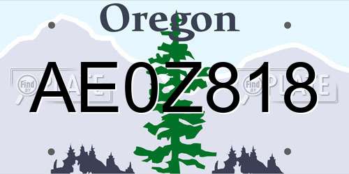 AE0Z818 Oregon License Plate