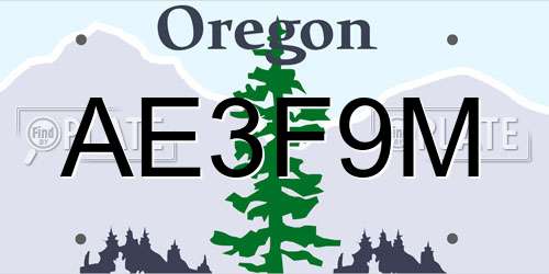 AE3F9M Oregon License Plate