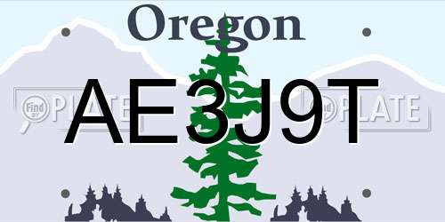 AE3J9T Oregon License Plate