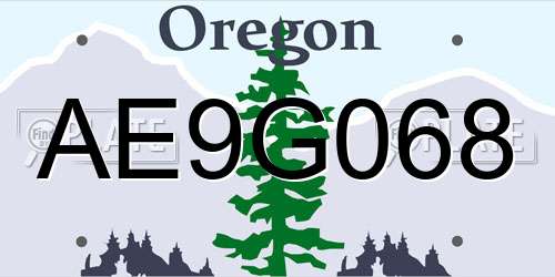 AE9G068 Oregon License Plate