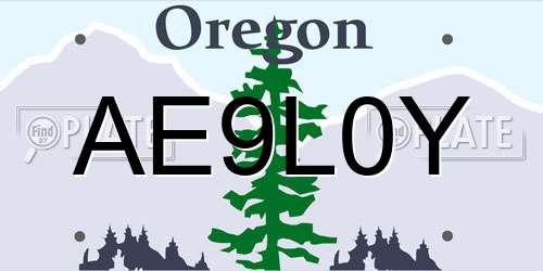 AE9L0Y Oregon License Plate