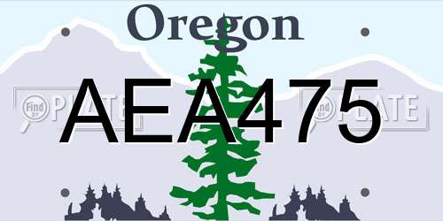 AEA475 Oregon License Plate