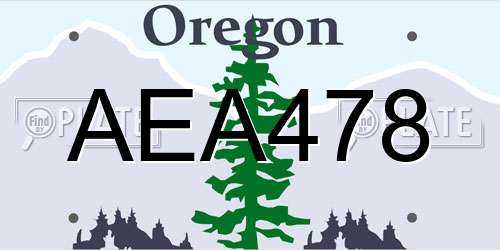 AEA478 Oregon License Plate