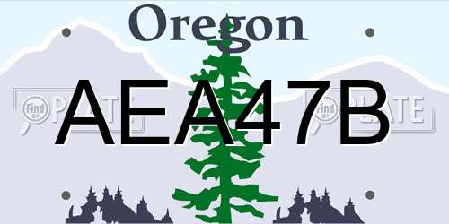 AEA47B Oregon License Plate