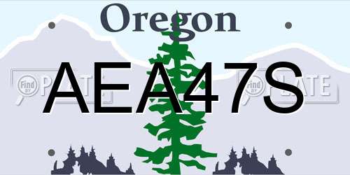AEA47S Oregon License Plate