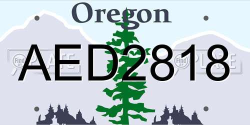 AED2818 Oregon License Plate