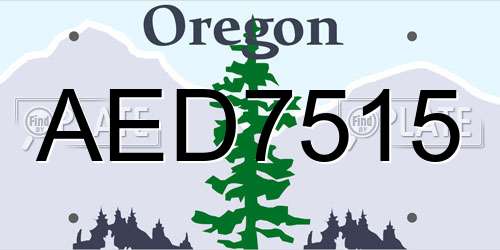 AED7515 Oregon License Plate