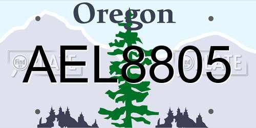 AEL8805 Oregon License Plate