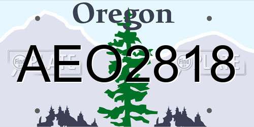 AEO2818 Oregon License Plate