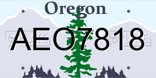 AEO7818 Oregon License Plate