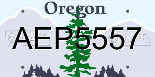 AEP5557 Oregon License Plate