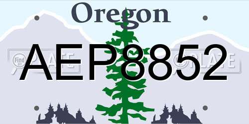 AEP8852 Oregon License Plate