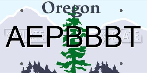 AEPBBBT Oregon License Plate