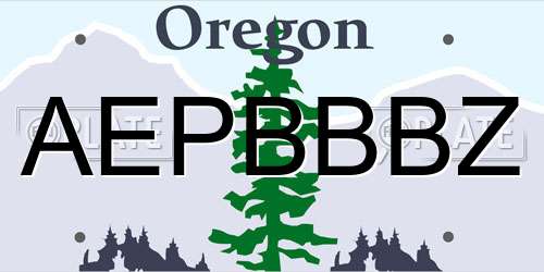 AEPBBBZ Oregon License Plate